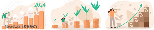 Investment upside potential, economy prediction or forecast, vision or analyze future, business growth. 
