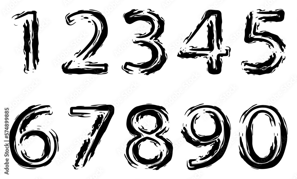 Calligraphic paint numbers. Brush lettering. Calligraphic paint numbers. Brush lettering.
