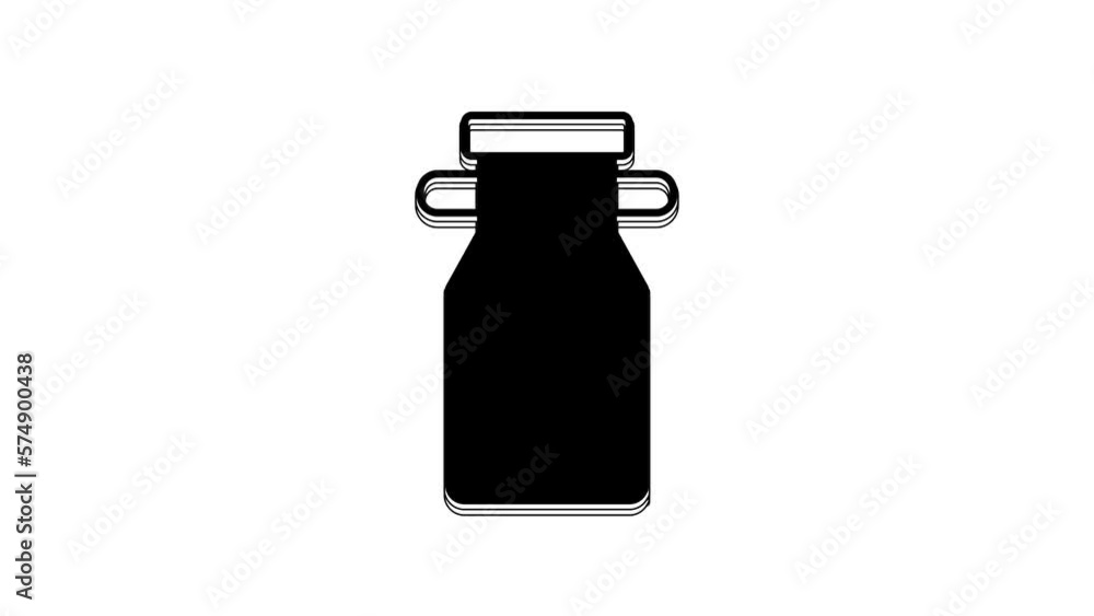 Black Can container for milk icon isolated on white background. 4K Video motion graphic animation Black Can container for milk icon isolated on white background. 4K Video motion graphic animation