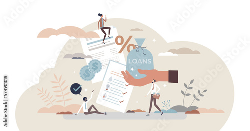 Liabilities as company budget expenditures with debits and loans tiny person concept, transparent background. Business financial obligations management.
