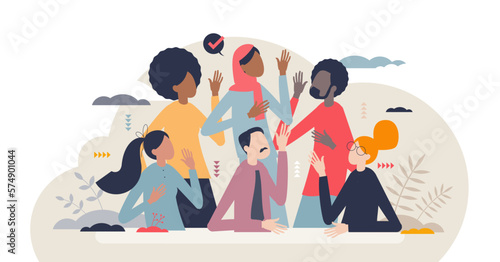 Multiculturalism and different racial diversity society tiny person concept, transparent background. Community with various culture and race differences illustration.