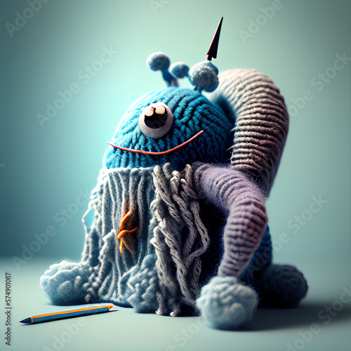 a beautiful monster of knitted yarn photo