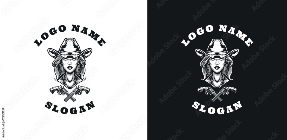 Fototapeta premium Female Cowboy Graphic Logo Design