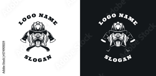 Dog Firefighter Graphic Logo Design
