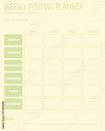 Weekly and monthly planner for adults. This planner will help you to social media content planner.