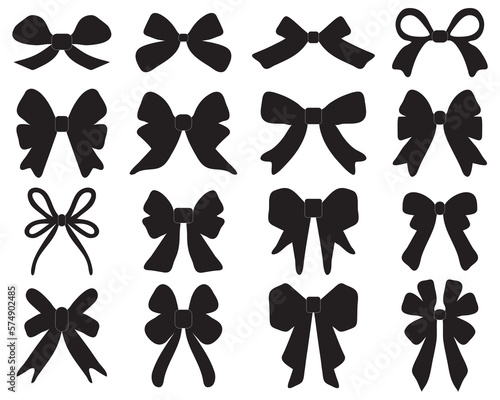Black silhouettes of bow ties on a white background