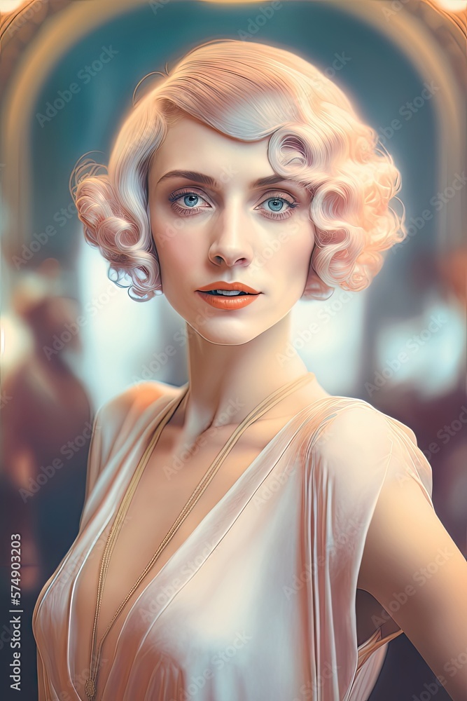 AI generated portrait of Young showgirl wearing bobbed hair in 1920s ...