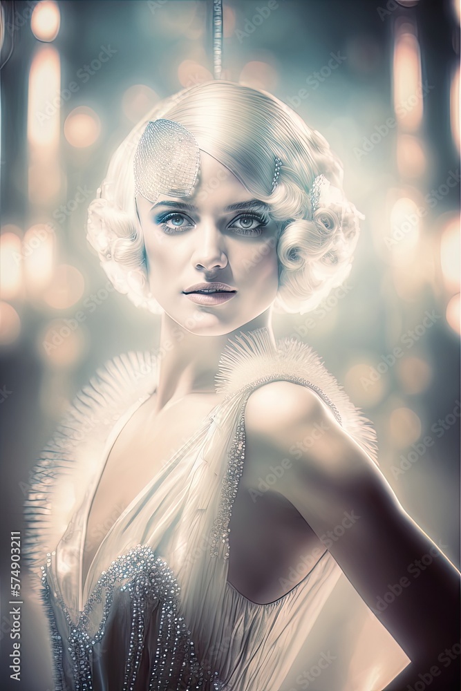 AI generated portrait of Young showgirl wearing bobbed hair in 1920s ...