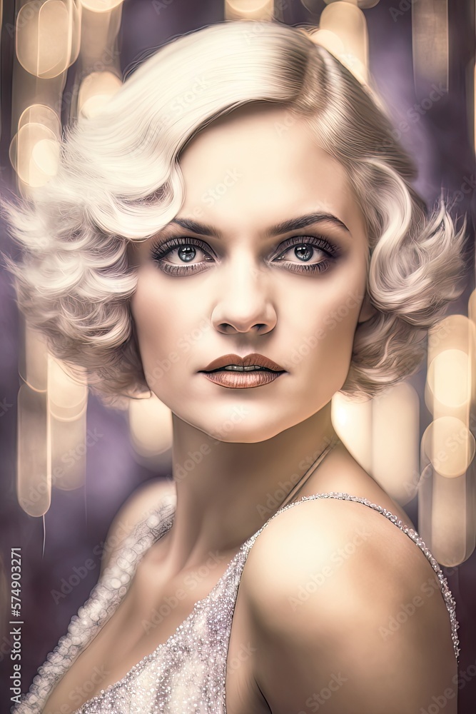 AI generated portrait of Young showgirl wearing bobbed hair in 1920s ...