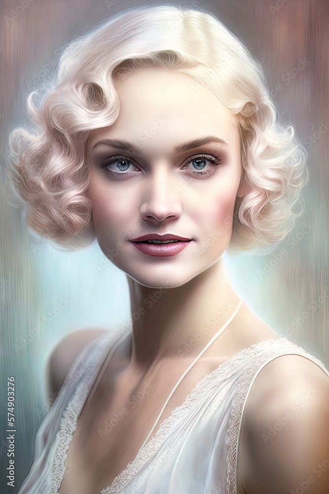 AI generated portrait of Young showgirl wearing bobbed hair in 1920s ...