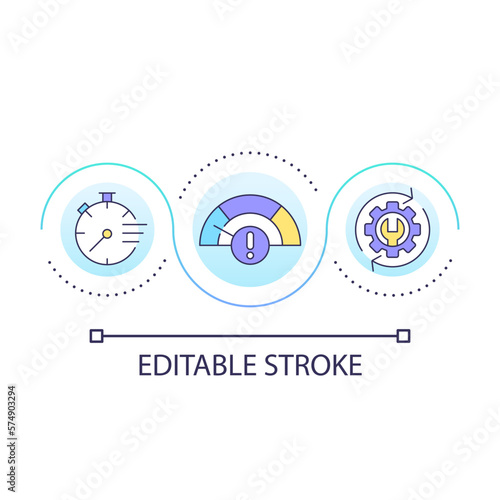 Fast system recovery loop concept icon. Continuous operation. Technical settings. Restoration abstract idea thin line illustration. Isolated outline drawing. Editable stroke. Arial font used