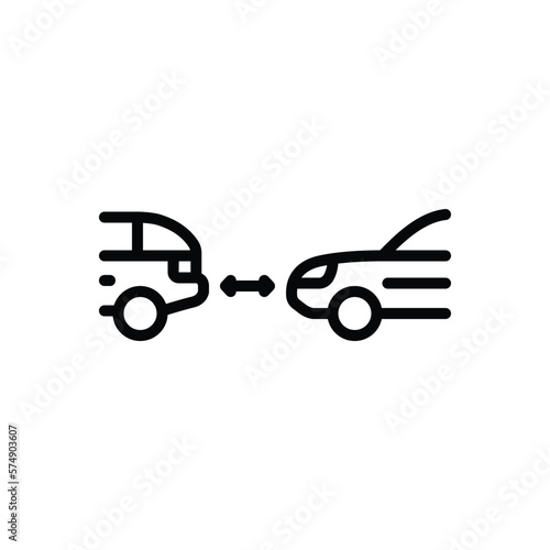 Black line icon for distance