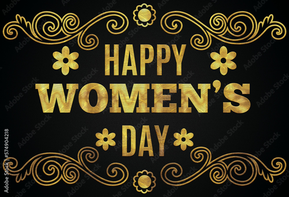 Happy women's day Golden calligraphy design banner