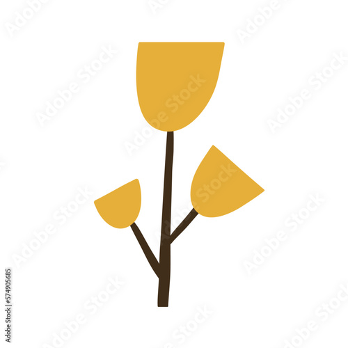 Tree, abstract forest plant with trunk, branches, leaf crown. Modern primitive botanical autumn clip-art in Scandinavian style. Childish kids flat vector illustration isolated on white background