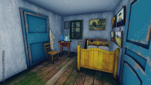 Vincent Van Gogh The Bedroom 3D Video Animation