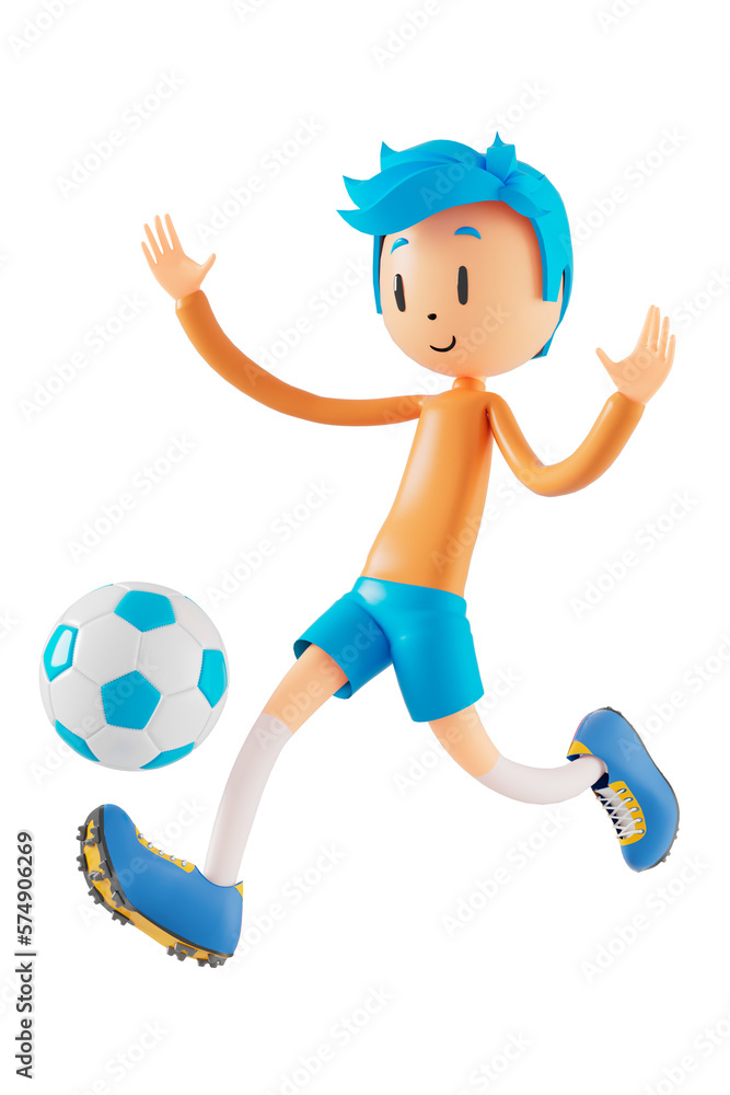 3d boy cartoon character in action. 3d illustrator. sport activity. exercise fitness pose. workout training lifestyle. man player. technology VR connection. gym outdoor. cyberspace object concept.
