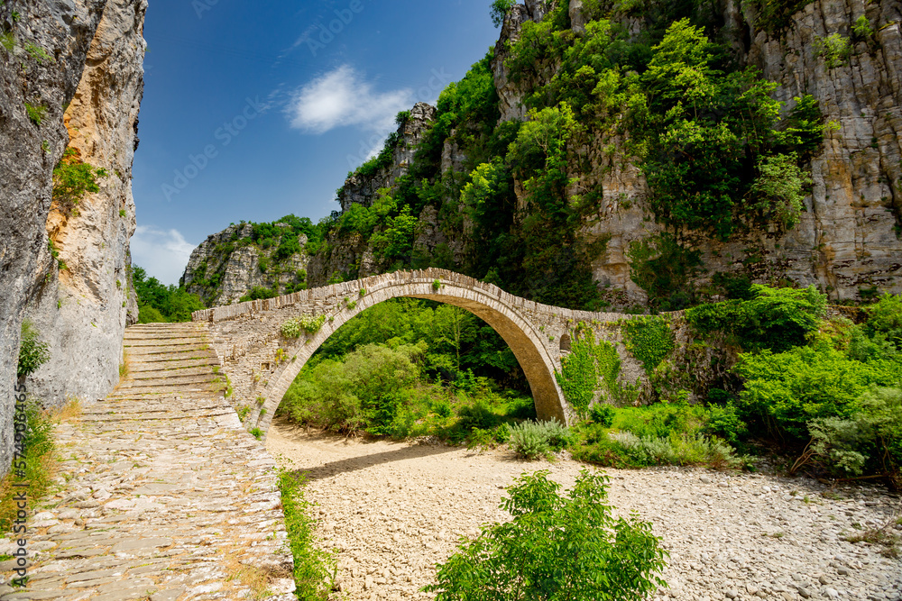 Zagorohoria stone bridge, Greece. Kokkorou arch bridge