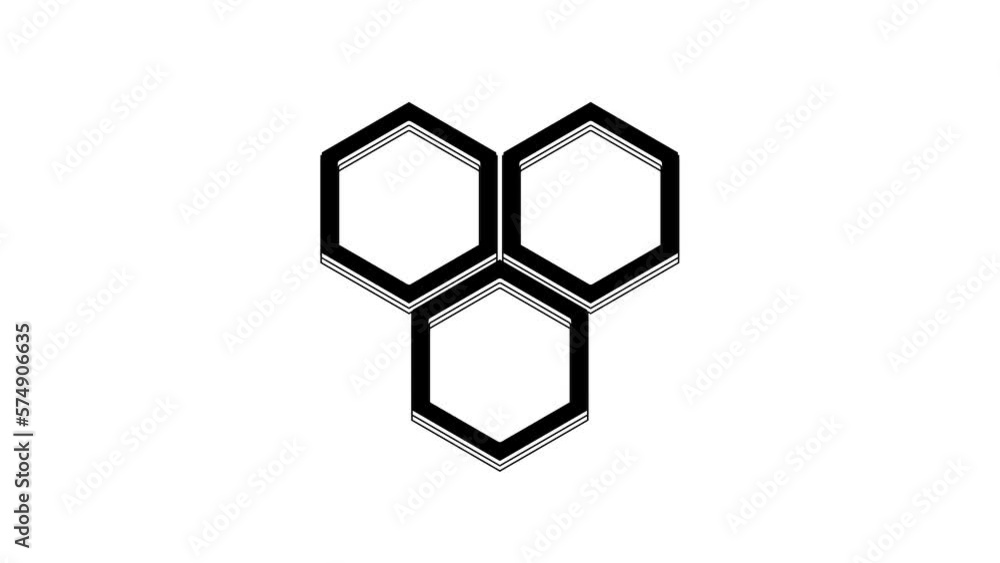 Black Honeycomb icon isolated on white background. Honey cells symbol. Sweet natural food. 4K Video motion graphic animation Black Honeycomb icon isolated on white background. Honey cells symbol. Sweet natural food. 4K Video motion graphic animation
