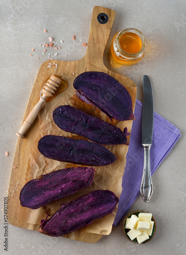 Baked purple sweet potato