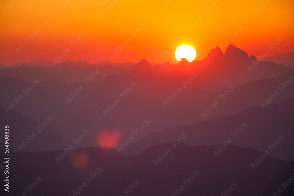 The sun sets behind The Coast Mountain Range. The sun sets behind The Coast Mountain Range.