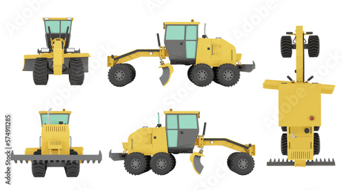 Set of haul trucks mining loader the machine of the mining isolated on background.Vector illustration