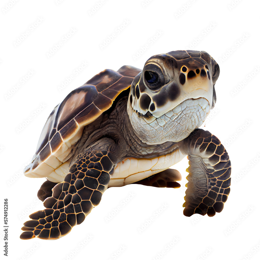 Baby sea turtle, white background. generative AI Stock Illustration ...
