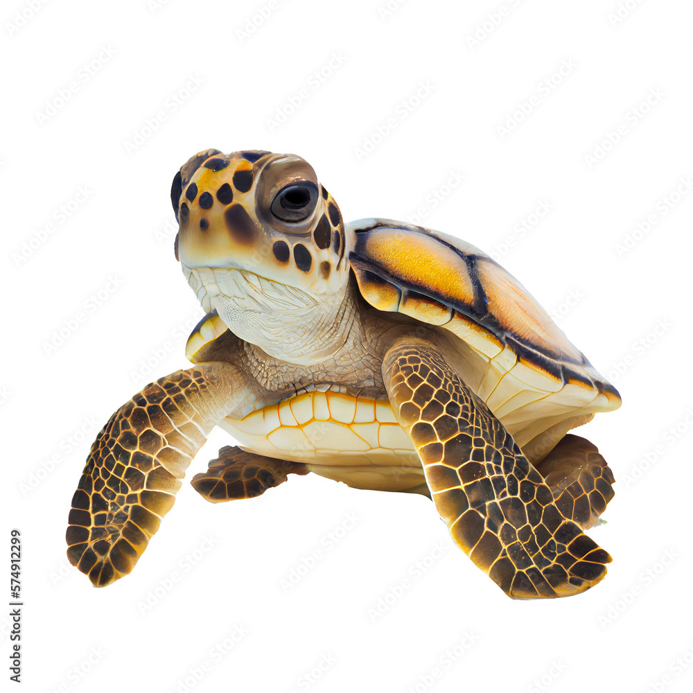 Baby sea turtle, white background. generative AI Stock Photo Adobe Stock