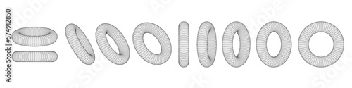 Abstract dynamic wireframe torus isolated. Futuristic digital technology. Png, Vector Illustration.