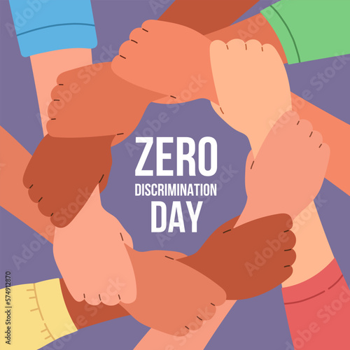 Zero Discrimination Day. March 1. Holiday concept. Template for background, banner, card, poster with text inscription