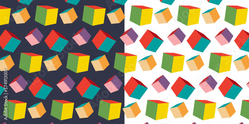 Pattern with colored cubes without a background, dark or light at your discretion