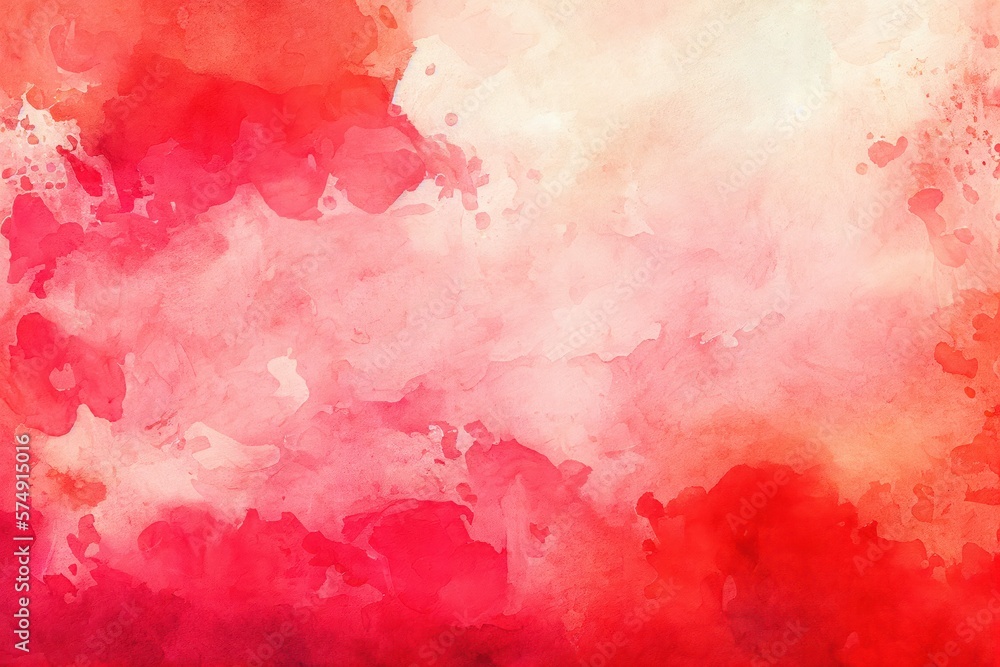 Obraz premium Red Watercolor Background, Brush Strokes, Illustration Backdrop, Generative AI