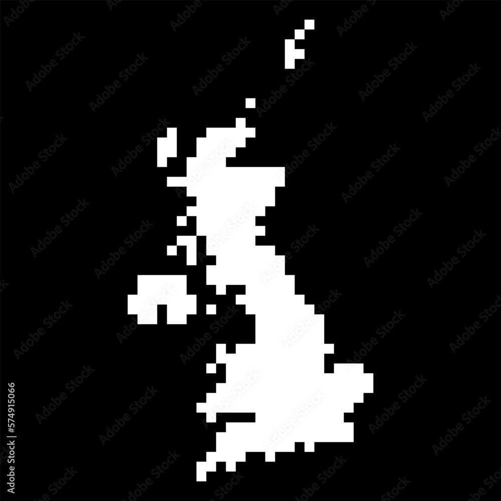 Pixel map of UK. Vector illustration.