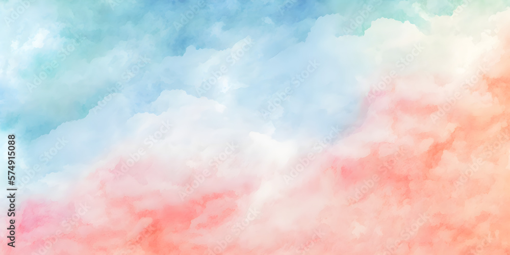 Abstract watercolor background with sky texture, Sky blue and coral Abstract watercolor background with sky texture, Sky blue and coral