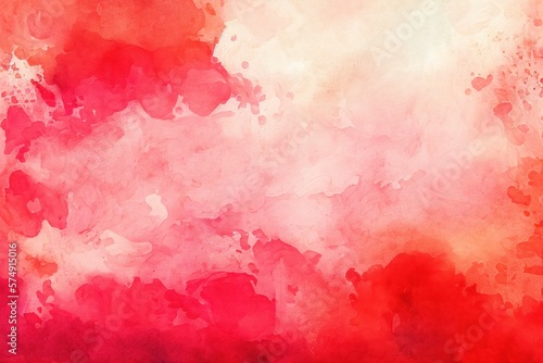 Red Watercolor Background, Brush Strokes, Illustration Backdrop, Generative AI