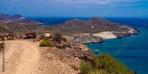 Panoramic View from Vela Blanca Volcanic Dome, Cabo de Gata-Níjar Natural Park, UNESCO Biosphere Reserve, Hot Desert Climate Region, Almería, Andalucía, Spain, Europe