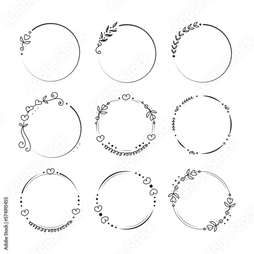 Artistic floral round frame flat design art decoration vector illustration