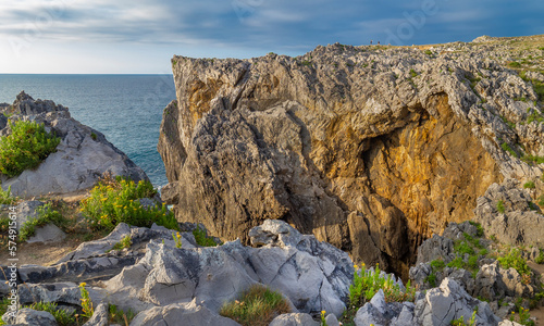 Rocky Coast, Pría Cliffs, Karst Formation, Bufones de Pría, Protrected Landscape of the Oriental Coast of Asturias, Llames de Pría, Asturias, Spain, Europe photo