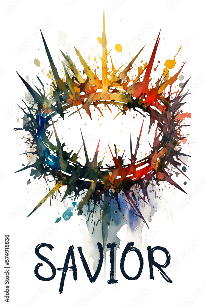 Abstract art. Colorful painting art of a crown of thorns. Easter, crucifixion or Resurrection concept. Savior. Generative AI. Abstract art. Colorful painting art of a crown of thorns. Easter, crucifixion or Resurrection concept. Savior. Generative AI.