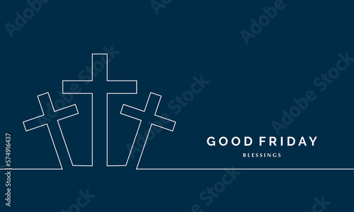 Good Friday Cross Line Art