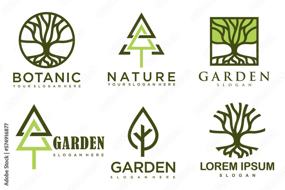 Obraz premium Tree logo icon set design. Garden plant natural symbols template.Vector illustration.