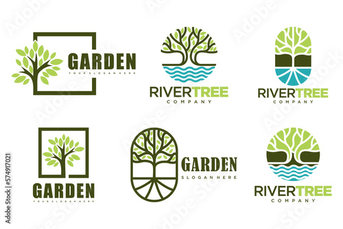 Tree logo icon set design. Garden plant natural symbols template.Vector illustration.