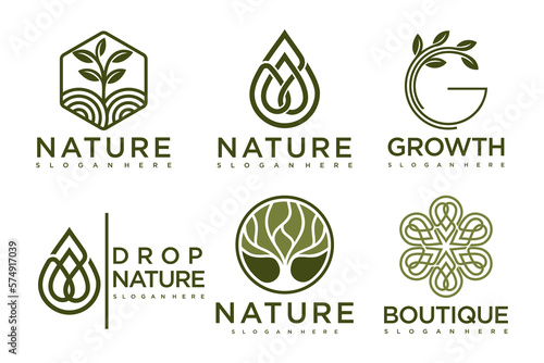 Tree logo icon set design. Garden plant natural symbols template.Vector illustration.