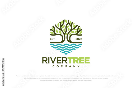 Tree vector icon. Nature trees vector illustration logo design.