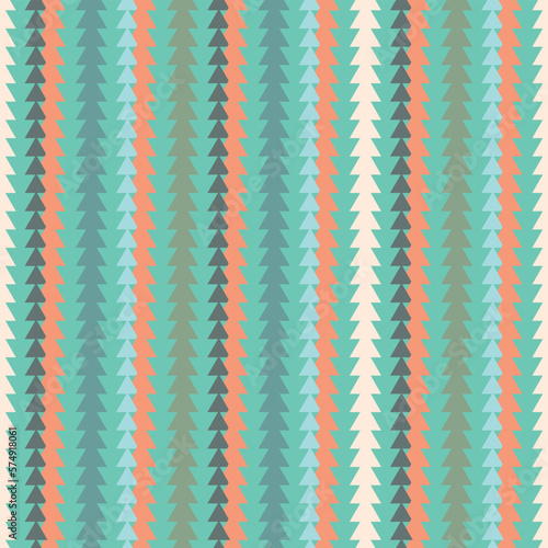 colorful triangles stripes with turquoise background seamless repeat pattern