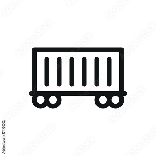 Container wagon isolated icon, railway flat freight wagon vector symbol with editable stroke