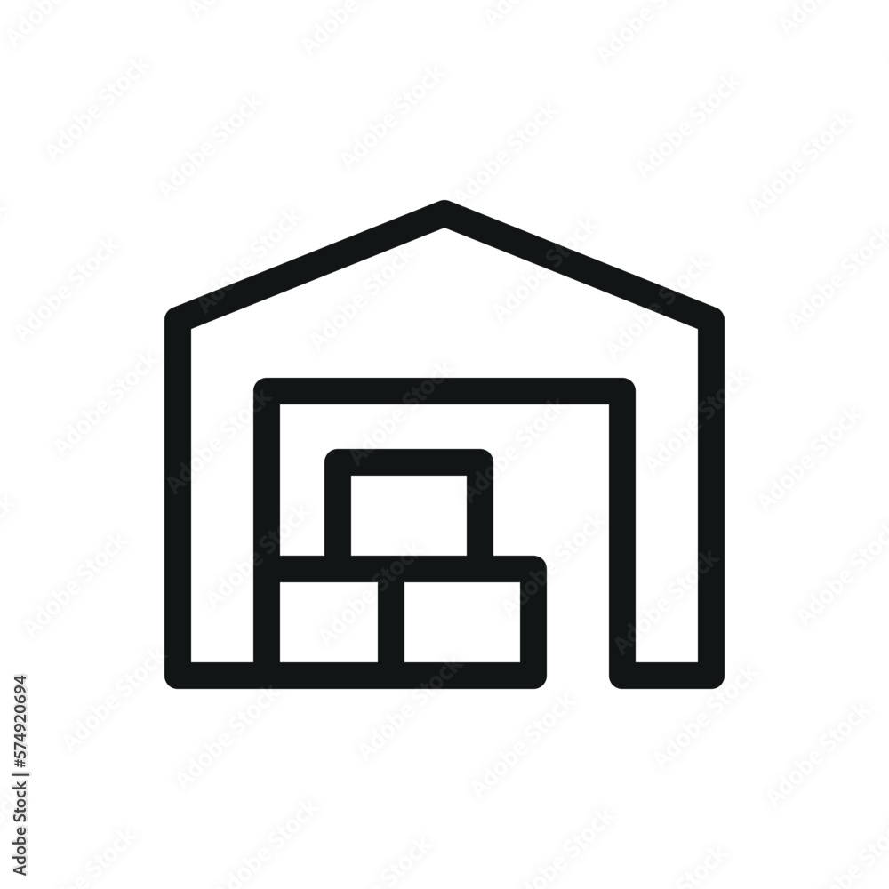 Warehouse with boxes isolated icon, storage of goods vector symbol with editable stroke Warehouse with boxes isolated icon, storage of goods vector symbol with editable stroke