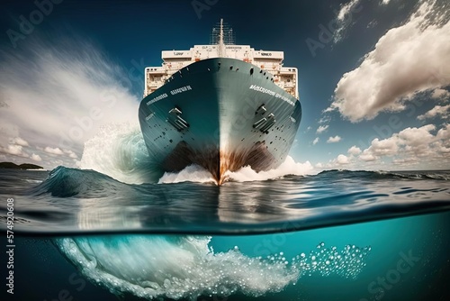 Tilt Shift Photo of Large Ship in Middle of Ocean - Extreme Low Angle Long Shot with Slow-Mo High Speed Photography, Perfect for Beginners