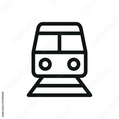 Modern train isolated icon, rail transportation linear icon, train front vector symbol with editable stroke