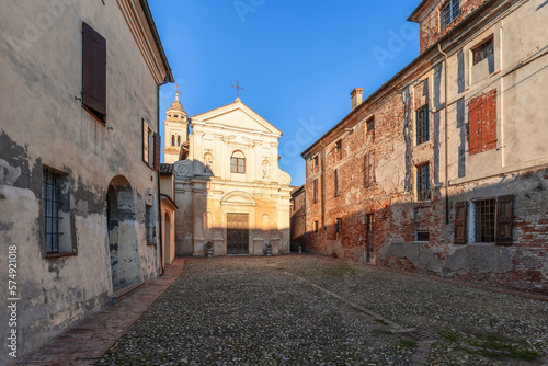 Facade of a baroque church Chiesa di San Rocco in Sabbioneta town. Lombardy, Italy © Artem