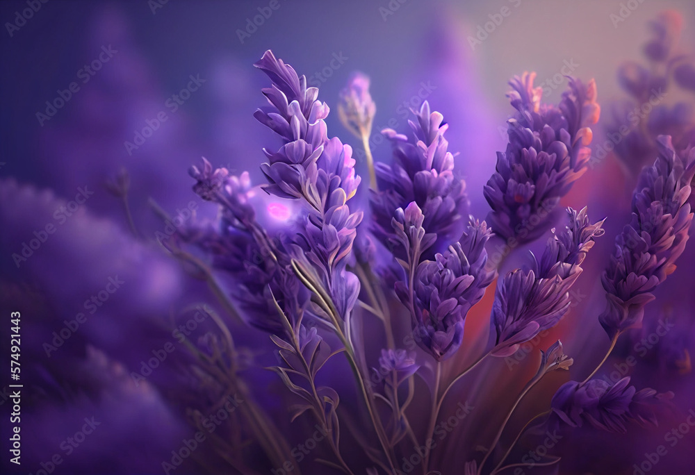 field lavender background. flower background. shallow depth of field, AI Generated field lavender background. flower background. shallow depth of field, AI Generated